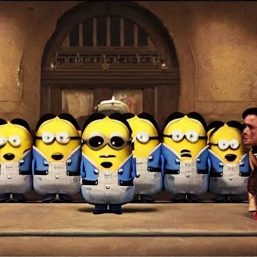 Prompt: the godfather, still from movie the Minions