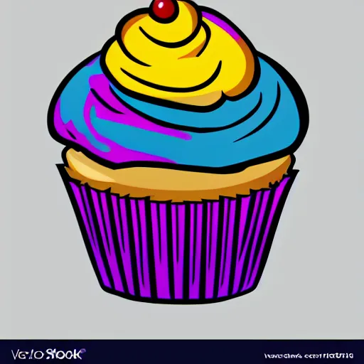 Prompt: colourful cupcake, vector style