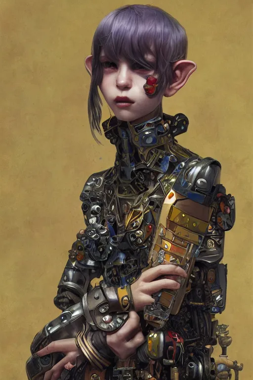 Image similar to portrait of beautiful young goblin, cyberpunk, Warhammer, highly detailed, artstation, illustration, art by Gustav Klimt and Range Murata and Ilya Kuvshinov and Sakimichan