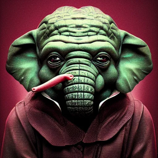 Prompt: elephant yoda making a speech, stunning digital art, high detail, in the style of artgerm, artstation, cgsociety, dramatic lighting, pixar 3d 8k