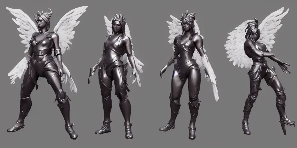 Image similar to full-body character sheet of angel and heaven for the video game ‘fortnite’ by Epic Games, 3d render, octane render, 4K, volumetric, trending on art station