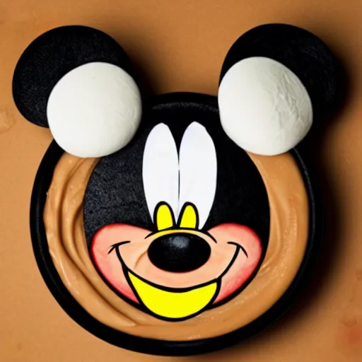 Prompt: mickey mouse made of peanut butter