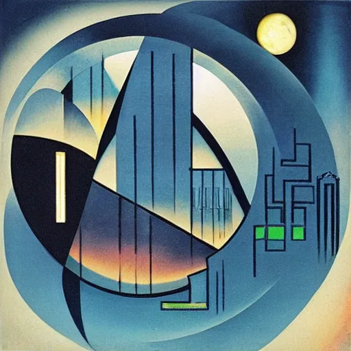 Prompt: “raven in-front of an futuristic glass city, moon, art deco, 1950’s, glowing highlights, peaceful”