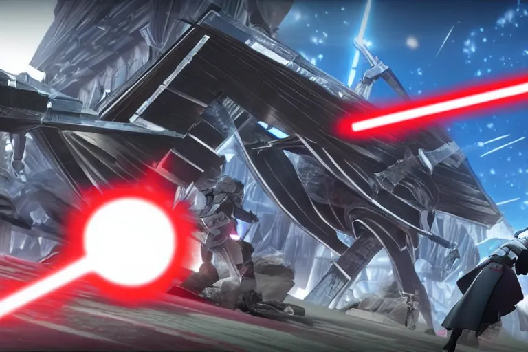 Prompt: Screenshot from Darth vader in Xenoblade Chronicles 2