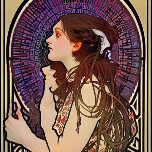 Image similar to art by alphonse mucha