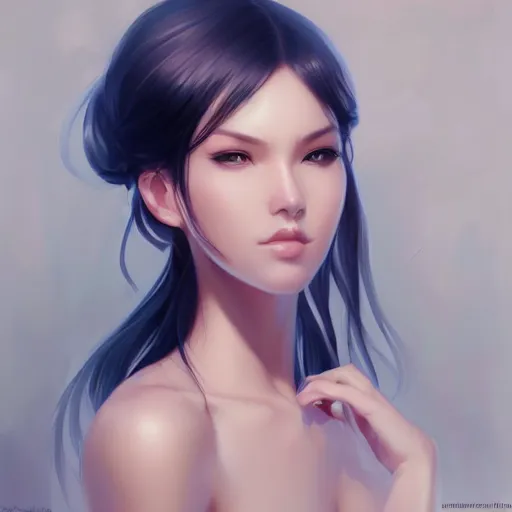 Image similar to portrait of a beautiful woman by artgerm, sakimichan, krenz cushart