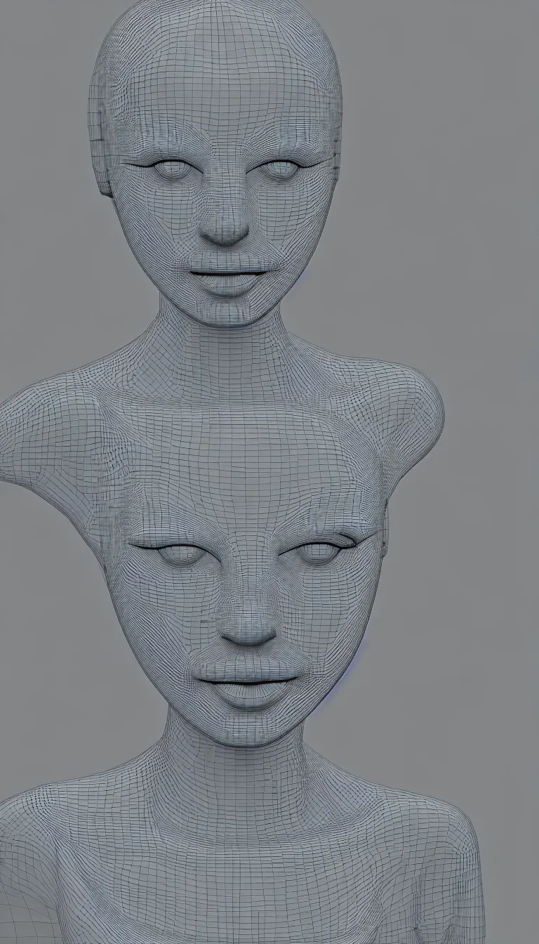Prompt: 3 d wireframe of a beautiful woman