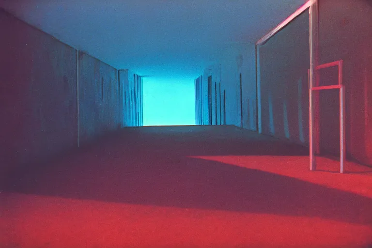 Prompt: non euclidean swimming pool tunnels, 1 9 6 0 s, color bleed, ektachrome photograph, volumetric lighting, f 8 aperture, cinematic eastman 5 3 8 4 film stanley kubrick