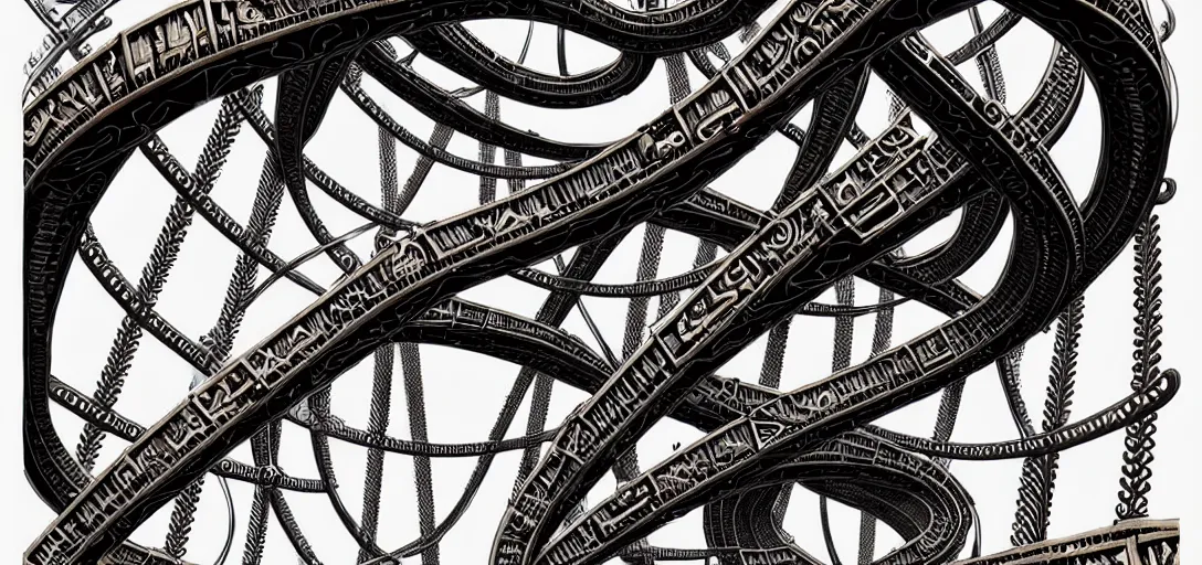 Image similar to a double helix dna cyberpunk steampunk carved archway, high details, lineart, by vincent di fate and joe fenton, inking, screen print, masterpiece, trending on artstation, sharp, high contrast, hyper - detailed, ultrawide, hd, 4 k, 8 k