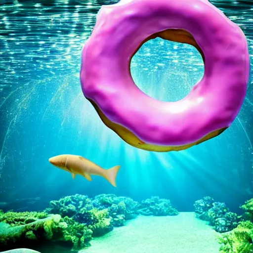 Image similar to donut under water sea , sunk deep water view , under water pictures