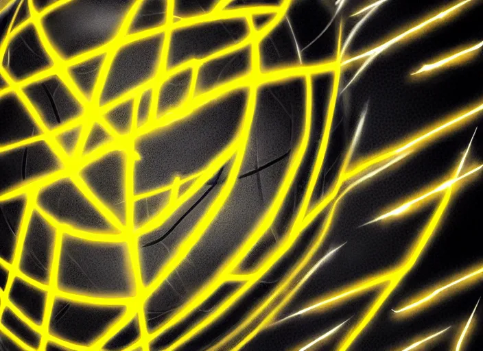 Prompt: glowing black basketball sneaker, wth short golden lines, yellow details, symmetrical, highly detailed, digital art, sharp focus, trending on art station, samurai, electricity superpowers, anime art style