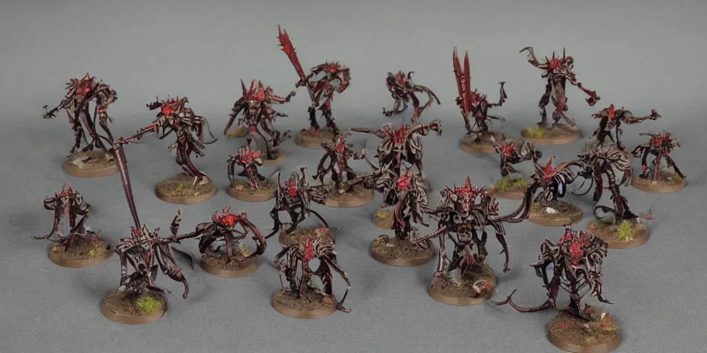 Image similar to warhammer inquisitor figting tyrannids, symetrical,,