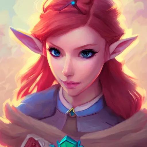 Image similar to a portrait of zelda, art by lois van baarle and loish and ross tran and rossdraws and sam yang and samdoesarts and artgerm and saruei and disney and wlop, digital art, highly detailed, intricate, sharp focus, trending on artstation hq, deviantart, unreal engine 5, 4 k uhd image