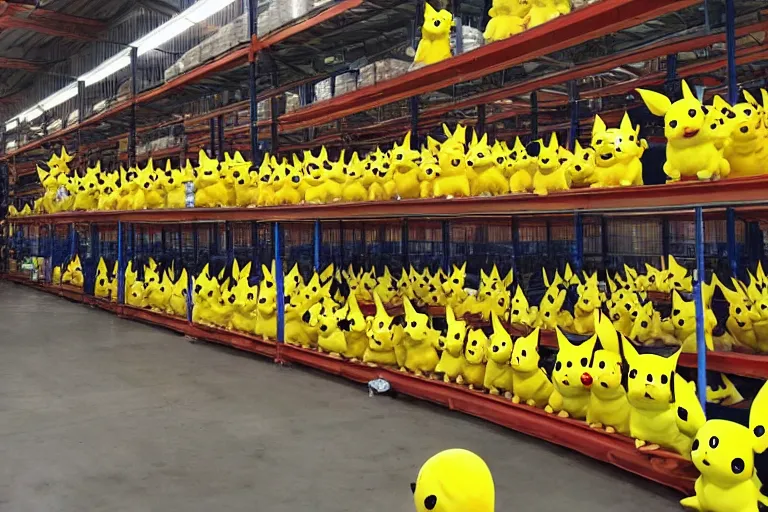 Image similar to a warehouse full of pikachu