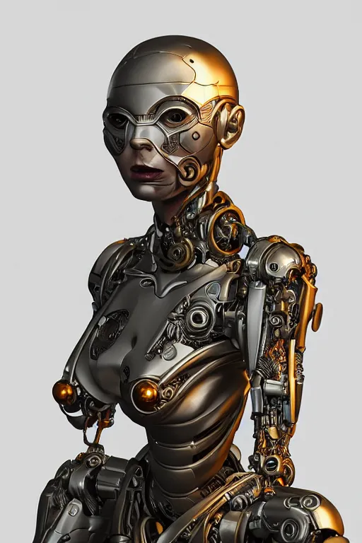 Image similar to portrait of a angry female robot, intricate, dystopian toy, sci - fi, extremely detailed, biopunk suit, digital painting, sculpted in zbrush, artstation, concept art, smooth, sharp focus, illustration, chiaroscuro lighting, golden ratio, incredible art by stanley artgerm lau and greg rutkowski and alphonse mucha and simon stalenhag