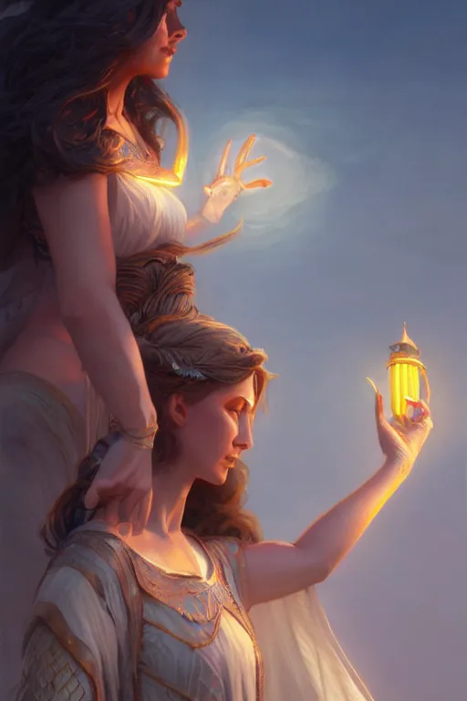 Image similar to goddess of the summer twilight, highly detailed, digital painting, artstation, concept art, smooth, sharp focus, illustration, unreal engine 5, 8 k, art by artgerm and greg rutkowski and edgar maxence