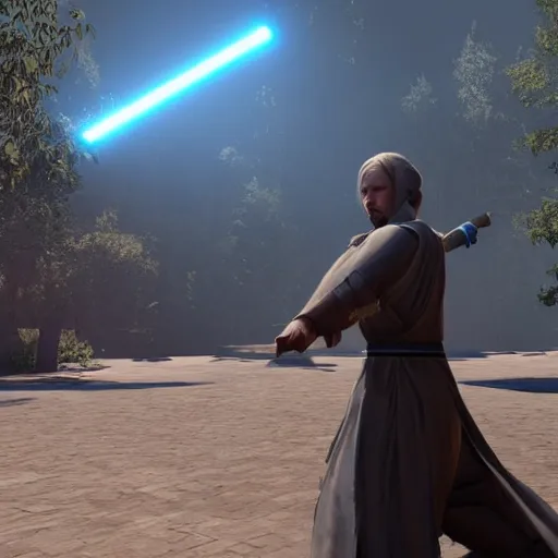 Image similar to a jedi rpg game rendered in unreal engine 5