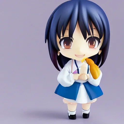 Image similar to character face concept art of a singular kawaii chibi in the sytle of kyoto animation, on simple background, water color nendoroid, anime waifu, ukiyoe