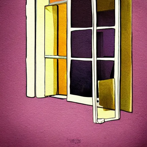 Image similar to a painting beautiful window open, digital illustration, colorful architectural drawing, watercolor painting, behance contest winner, vintage, native art, trend in behance hd, 2 d game art, detailed painting