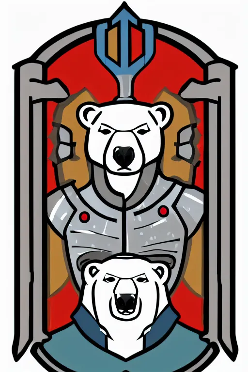 Image similar to Portrait of a polar bear in medieval armor, knight, medieval, sticker, colorful, illustration, highly detailed, simple, smooth and clean vector curves, no jagged lines, vector art, smooth