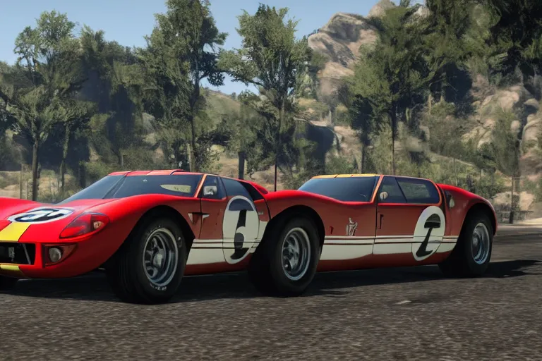Prompt: photograph of a 1 9 2 2 ford gt 4 0, by red dead redemption 2, by grand theft auto v