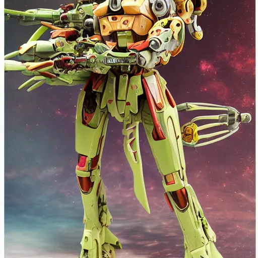 Image similar to futuristic nymphaea mecha waterlily upper body, sepals forming helmet, floral details, nymphaea, 8 k hd resolution, barbatos gundam with floral inlay, bandai box art, star wars, tristan eaton, makoto kobayashi, frank gehry, raymond swanland