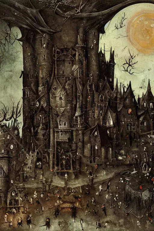 Image similar to bloodborne in the style of hieronymus bosch