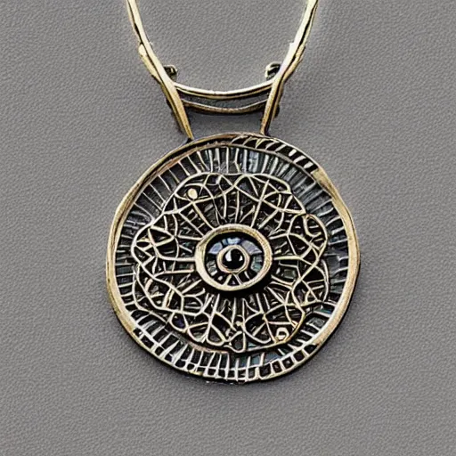 Prompt: jewelry inspired by leonardo da vinci , symmetrical, high detail, product photo