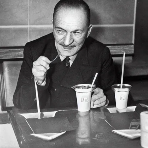 Image similar to ataturk eating mcdonalds