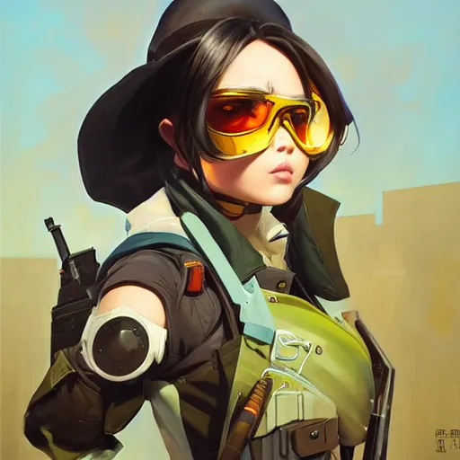 Image similar to greg manchess portrait painting of asada shino sinon as overwatch character, medium shot, asymmetrical, profile picture, organic painting, sunny day, matte painting, bold shapes, hard edges, street art, trending on artstation, by huang guangjian and gil elvgren and sachin teng