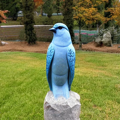 Prompt: stone statue of a bluejay