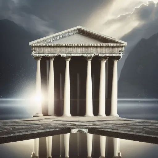 Prompt: portrait photo, god's rejected first draft of humanity, uncanny valley almost human adam and eve, inside a heavenly neo - futuristic greek revival beautiful cloud city with large white marble columns and low mysterious fog, golden hour lighting, god rays, volumetric lighting and fog