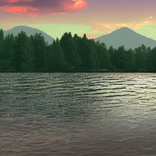 Image similar to an artistic render from the lake scene in the movie dirty dancing