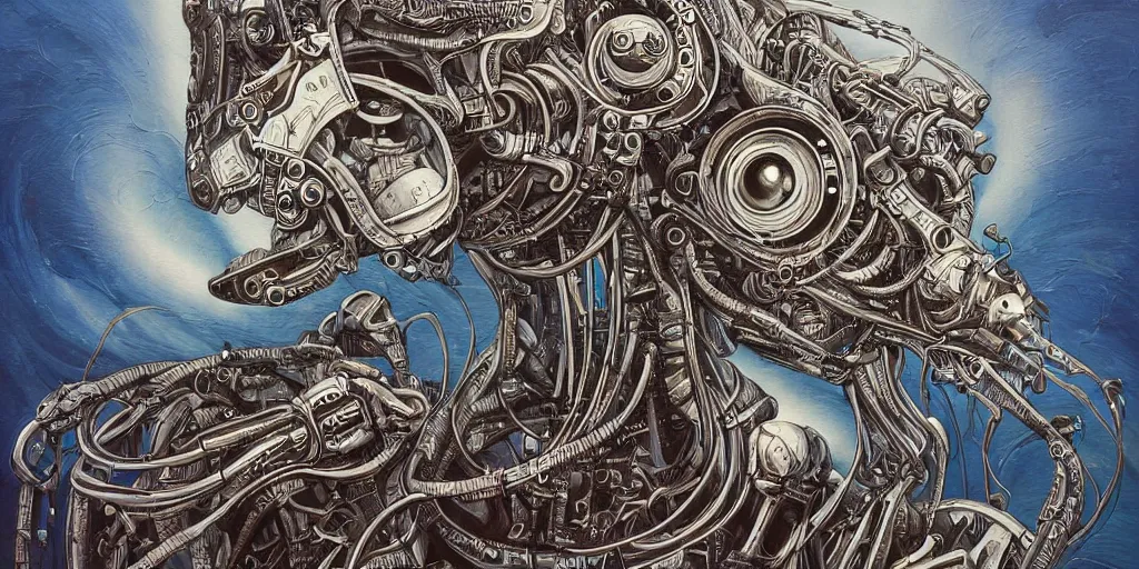 Image similar to a beautiful painting of robot by aaron horkey, trending on artstation