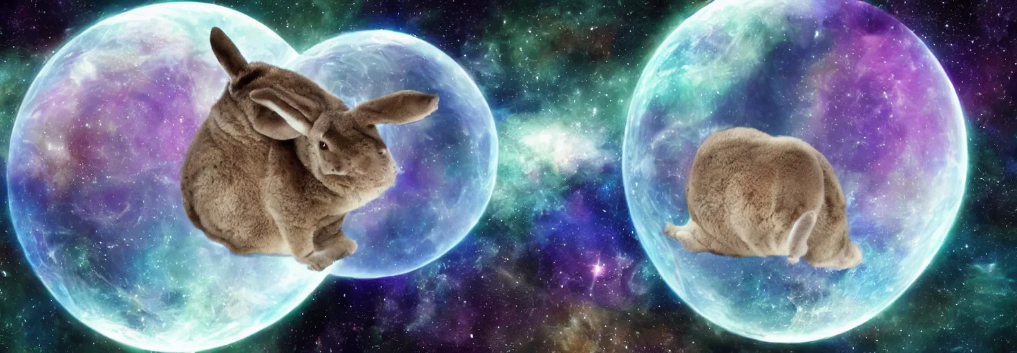 Image similar to photo of big chungus floating in space