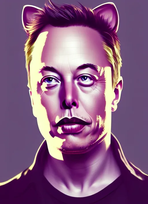 Image similar to portrait of elon musk with cat ears, intricate, elegant, highly detailed, digital painting, artstation, concept art, smooth, sharp focus, illustration