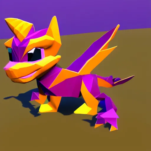 Prompt: low poly spyro the dragon