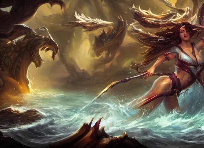 Image similar to champion splashart of the spirit of the river