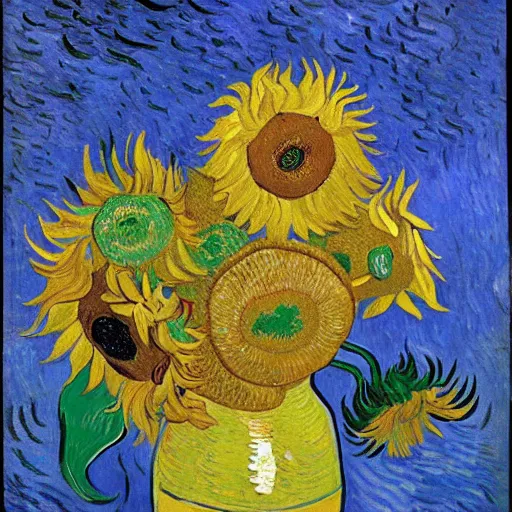 Prompt: van gogh and his sunflowers