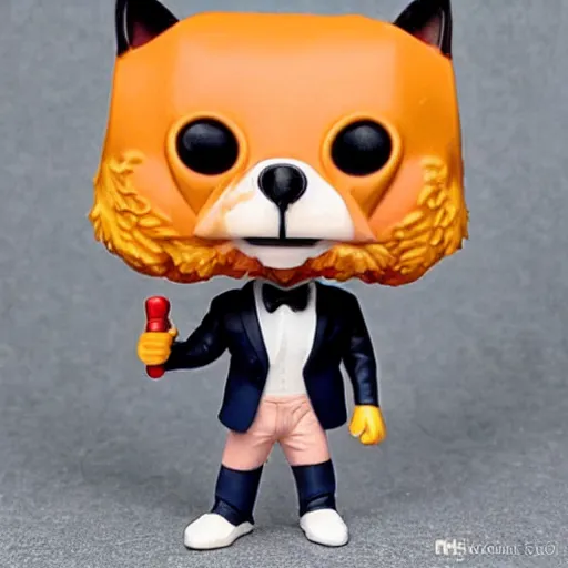 Prompt: a cute male anthropomorphic vulpes vulpes fulva teacher wearing suit funko pop