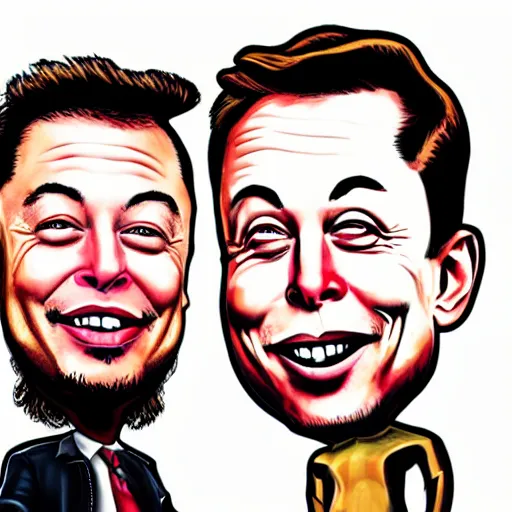 Prompt: elon musk caricature: dueling pistols at dawn