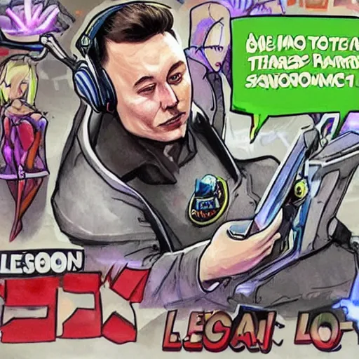 Image similar to elon musk league of legends