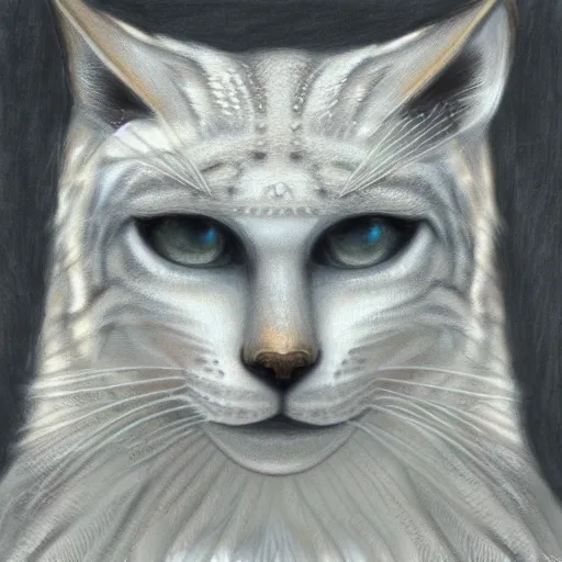 Image similar to sketch of white anthropomorphic lynx cat, portrait by Carlos Shwabe, furry fantasy art, 4k, trending on artstation