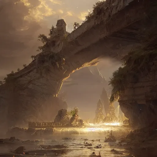 Image similar to the gates of heaven, volumetric lighting, 8 k octane beautifully detailed render, post - processing, extremely hyper detailed, intricate, epic composition, cinematic lighting, masterpiece, trending on artstation, masterpiece, stunning art by anders zorn, wonderful masterpiece by greg rutkowski,