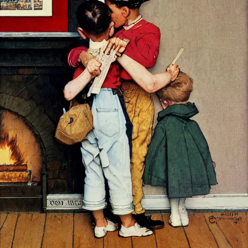 Prompt: Norman Rockwell painting in the style of HR Geiger