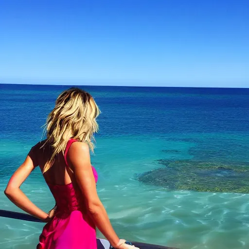 Image similar to delta goodrem staring at the ocean