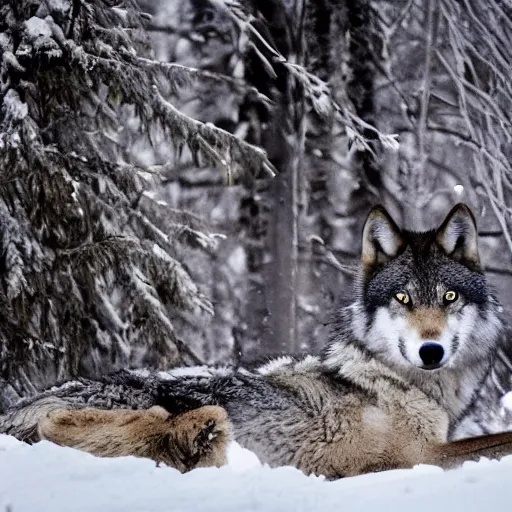 Image similar to grey wolf at snowy jungle