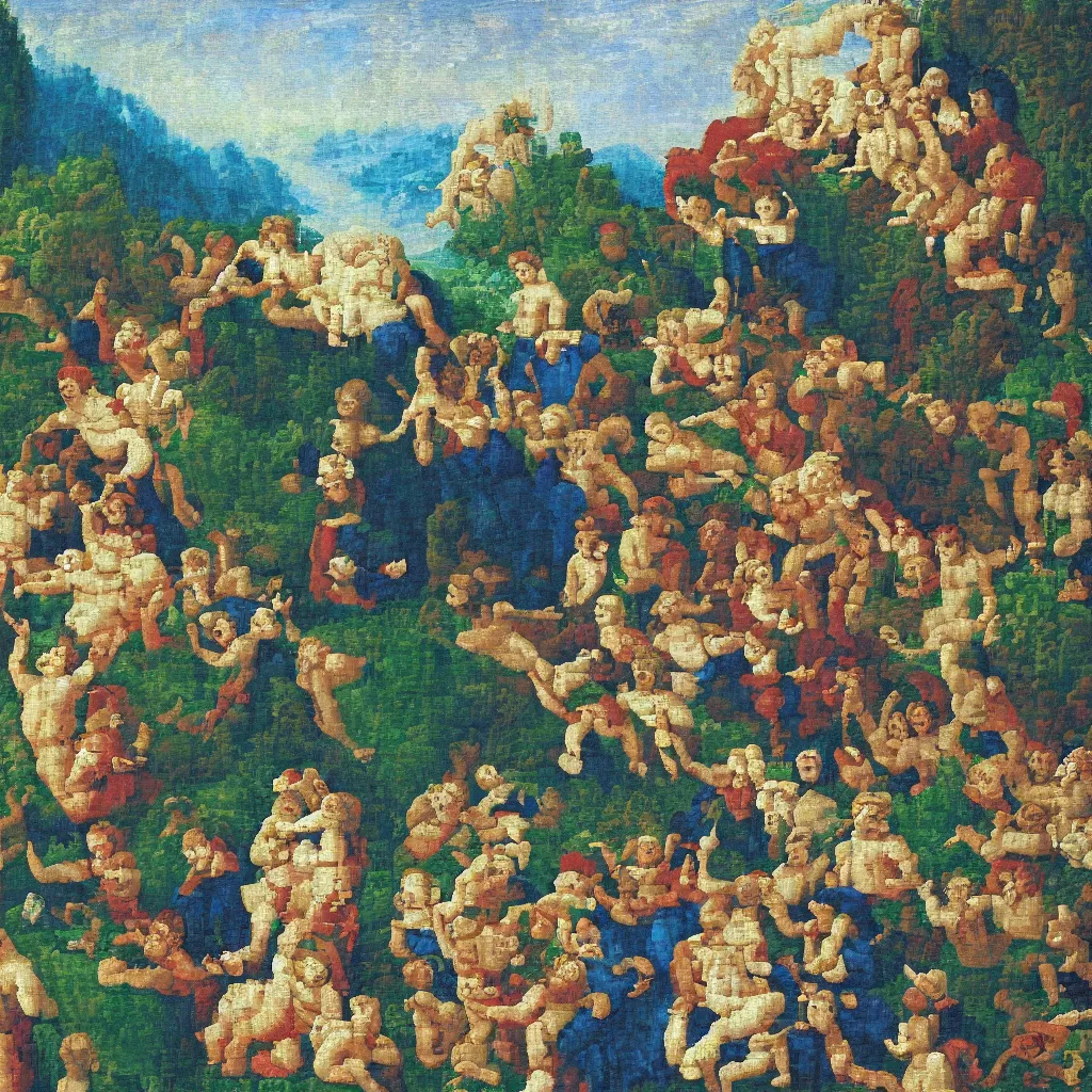 Image similar to famous painting but pixel art