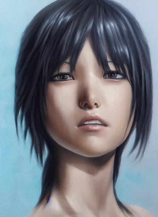 Image similar to Mikasa Ackerman realistic 3d painting, art by ian spriggs