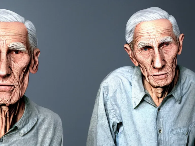 Image similar to A colored colorized real photograph of Jerma985 as an elderly guy, taken in the early 2020s, taken on a 2010s Camera, realistic, hyperrealistic, very realistic, very very realistic, highly detailed, very detailed, extremely detailed, detailed, digital art, trending on artstation, headshot and bodyshot, detailed face, very detailed face, very detailed face, real, real world, in real life, realism, HD Quality, 8k resolution, intricate details, colorized photograph, colorized photon, body and headshot, body and head in view
